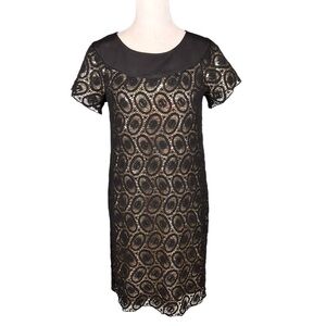 3.1 Phillip Lim mini cocktail dress black lace gold sequins 4 short sleeve